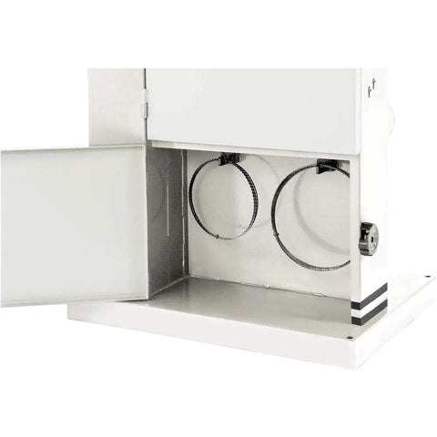 Resaw Bandsaw With 14 Inch Capacity, 2 HP Motor, 110 To 220 Volt Prewired For 110V, Deluxe Two Height Resaw Fence, 21.75 Inch By 16.13 Inch Table, White And Silver Finish, Durable Midweight Woodworking Powerhouse