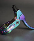 Throttle Series BMX Right Brake Lever Oil Slick Finish with lightweight design on gray background