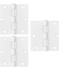 Heavy Duty Interior Door Hinges 3 Pack White 3 Point 5 Inch Square Corner Steel Removable Pin Pre Lubricated