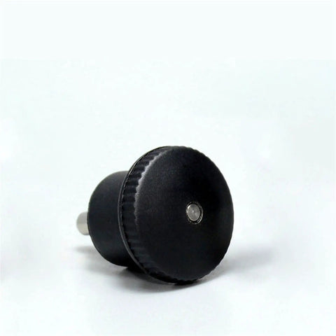 Badass M10 Index Plunger With Spring Actuated Locating Pin And Precision Stainless Steel Dowel Bolt angled view, black design, durable material.