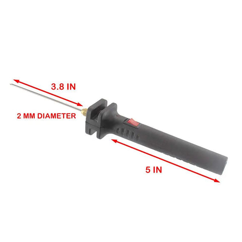 Electric Foam Cutter Kit For Styrofoam Projects With Fast Heat Up, No Fuss 15W Hot Wire Pen And 10 Cm Wire Pen shown with measurements