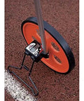 Close-up of Heavy Duty Digital Measuring Wheel With Telescoping Handle And Pain Free Memory Display for outdoor surveying.