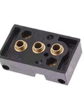Heavy Duty 81532001 Pneumatic Component Base Inverter showing three brass connection ports in a solid black build.