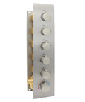 Five-Function Thermostatic Shower Valve Kit With Concealed Diverter And Six Round Knobs In Brushed Nickel, run multiple shower heads at once