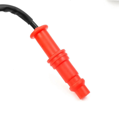 Close-up of a red component from the Ignition Coil And Spark Plug Kit For Ranger 400 500 And Sportsman 400 450 500 HO 4x4 ATV 2004 2013 Direct Fit Premium Replacement With OEM Part Number 3089239 Built For Rugged Trails And Daily Ride Plug And Play Ready.