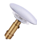 Useful Bathtub Plug with Pop up Mechanism for Bathroom Drain, round design with brass and chrome finish, ideal for sink and bathtub.
