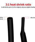 Diagram showing 3:1 heat shrink ratio for 300 Piece Heat Shrink Tubing Kit With 3 To 1 Shrink Ratio And 5 Diameters For DIY Projects