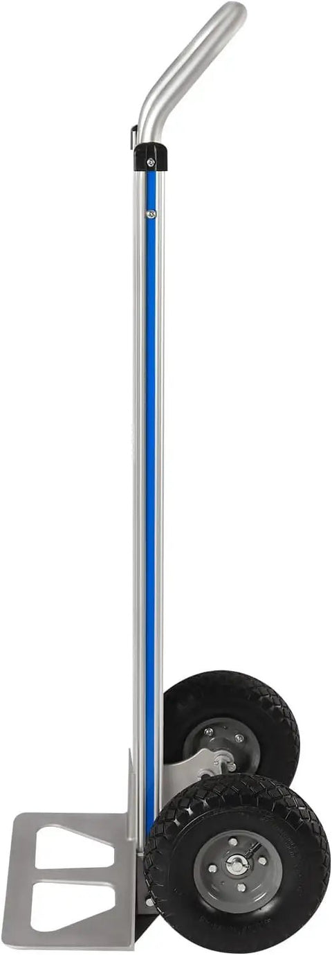 Rock Solid 500 Pound Heavy Duty Aluminum Hand Truck Featuring Comfortable Loop Handle And Quiet Rubber Wheels For Stress Free Moving Home Transport Tasks Worldwide, side view.