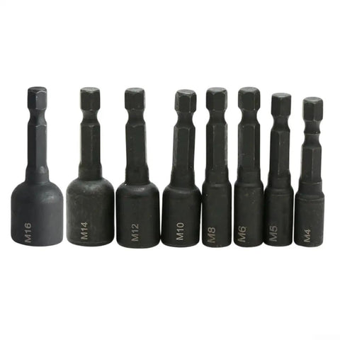 Beefy Tap Socket Adapter Set with metric thread holders M4 to M16, quarter inch hex shank, alloy steel tap wrench kit.
