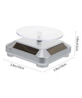 Galpada Solar Powered Jewelry Display Stand With Electric Rotating Turntable For Bracelets And Watches Plus Earrings Store Office Counter Shelf Rack Natural Light Battery Backup Smooth Spin Showcase 10cm size silver acrylic design