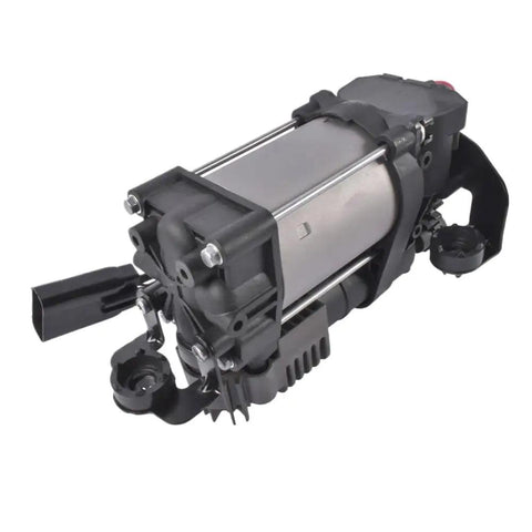 Heavy Duty Air Suspension Compressor Pump For Tesla Model S Straight Up Knockout Oem 600640300A side view with connectors.