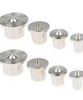 Eight Piece Dowel Center Pin Set For Woodworking With 6mm 8mm 10mm And 12mm Hollow Drill Bit Markers in chrome plated steel