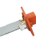 Manual Control Blower Motor Resistor For Hyundai Elantra And Elantra Coupe, side view showing electrical connectors and housing.