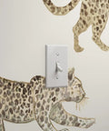 Clean Leopard Print Neutral Vinyl Wall Covering Featuring A Slick Leather Texture And Top Shelf Commercial Durability For Your Next Epic Home Upgrade Now with light switch.