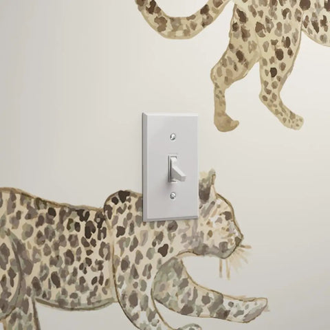 Clean Leopard Print Neutral Vinyl Wall Covering Featuring A Slick Leather Texture And Top Shelf Commercial Durability For Your Next Epic Home Upgrade Now with light switch.