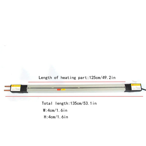 12V 48 Inch Acrylic PVC Plastic Sheet Bender Tool Manual Strip Heater With 1500W Power For 1-6Mm Thickness showing heating part length 125cm.