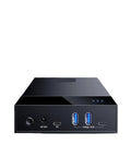 Tool Free Two Point Five Inch Hdd Ssd Enclosure Usb Three Point Zero Hub Type C To Sata Adapter External Hard Drive Case front view with connections.