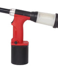 Professional Pneumatic Blind Riveter And Air Rivet Gun Built Like A Tank with red handle and black body for 2.4 to 4.8 mm fasteners.