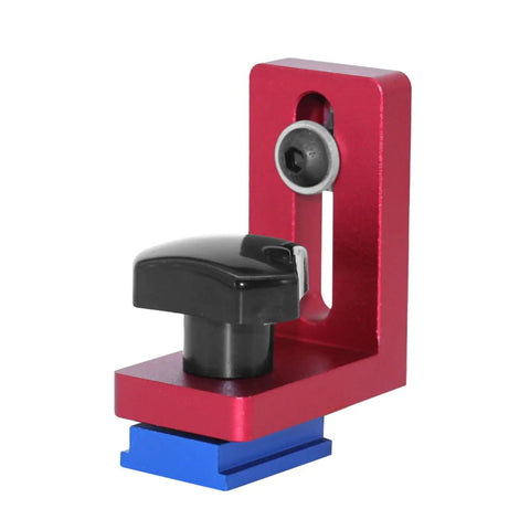 Red aluminum Miter Stop For T Slot Tracks And T Track Gauges Pro Grade Precision Woodworking Guide Block with ergonomic grip