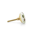 Side view of Handmade Ceramic Cabinet Knobs Geometric Gold Finish Dresser Pulls Set of 6 with floral pattern, Indian craft design.