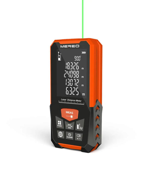 Hella Precise Green Laser Measure With 328 Foot Range And Integrated Electronic Level That Hits Distance Markings Dead On Every Time For Fast Reliable Construction And Diy Projects