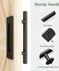 10 Inch Sliding Barn Door Handles And Pulls, Double Sided Hardware Set With Flat Bottom Plate Design In Rustic Black