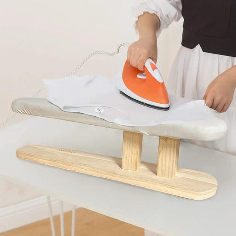 Pro Grade Tailor Ironing Board With Padded Sleeve And Chest Press Pad Slick Sanded Ash Wood Base Heavy Duty Non Slip Bottom Built Tough For No Sweat Garment Finishing Real Deal Sewing Room Essential