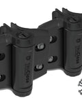Heavy Duty Chain Link Gate Hinges Built Tough Holds Tight Self Closing Tension Adjustable Black set of two with hardware components.