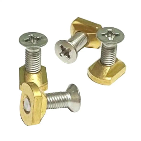 4 Pack M8 Brass T Nuts For Hydrofoil Mounting On Surfboards Universal Track Fit Outdoor Surfing Gear Gold Finish Easy Install And Replacement Hardware Durable Copper Alloy Mounting Nuts For All Hydrofoil Tracks