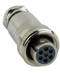 Heavy Duty 7 Pin Metal Connector Rock Solid Box End Plug Fits Rexroth Moog with silver metal finish and female connection.