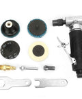90 Degree Angle Die Grinder 20000 RPM Pneumatic Air Tool with attachments and wrenches for polishing and cutting tasks.