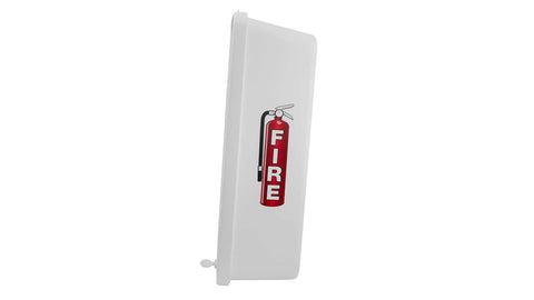 White Surface Mounted Fire Extinguisher Cabinet With Pull Panel 10 Pack Outdoor Weatherproof Lock Box side view design