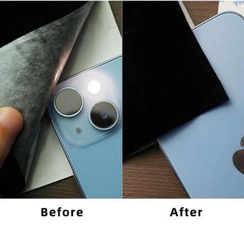 Before and after images demonstrating the Top Tier High Density Foam Sponge Replacement Kit for Vintage Film Cameras.