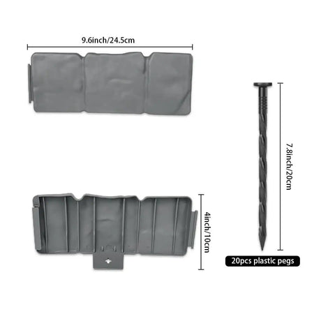 24 Foot Stone Look Landscape Edging Kit with 30 Panels and 30 Anchoring Spikes, 4 Inch Tall Garden Border Fence for Flower Beds