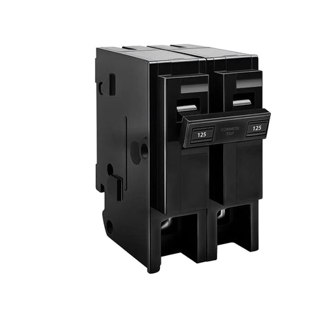 125 Amp 2 Pole Plug In Circuit Breaker For 120 And 240 Volt Built Tough Thermal Magnetic Interrupter side view