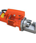 CCTI Portable Electric Rebar Cutter Hydraulic Tool Cuts Up To 3/4 Inch Grade 60 Steel Fast With Carry Case Easy Use For Construction Jobsite, orange unit, close-up view.