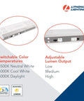 1x4 LED Flat Panel Light 4 Pack With Nine Configurations And Two Switches Adjustable Lumens 2500 3200 4000 And Switchable Color Temperature 3500K 4000K 5000K control panel close-up