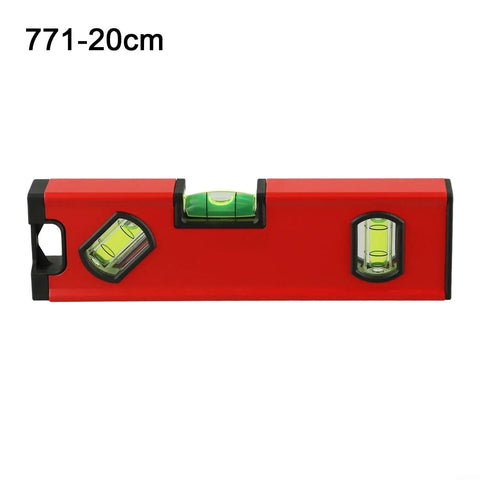 Portable Aluminum for spirit Level with V-Groove Design for Pipe, 20cm red bubble level with clear vials.