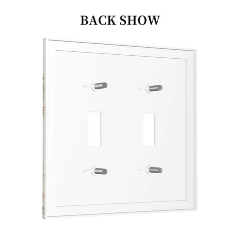 Back view of Ultra Sharp Vintage Black Gold Floral Marble Light Switch Cover Made From Heavy Duty Abs Plastic for double toggle walls.
