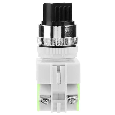 20X31 220V 5A Three Position Maintained Selector Self Locking Rotary Switch With Two NO And One NC Contacts, black and white