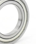 Close-up of Deep Groove Ball Bearing 16002ZZ 15x32x8mm with steel shield two-sided metal cover for DIY projects
