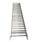 Heavy Duty Portable Roller Conveyor For Warehouses And Factories With Galvanized Steel Rollers, Lightweight, Anti Rust, Unpowered Transport System For Fast Bucket Unloading, Easy Splice And Quick Disassembly, angled view