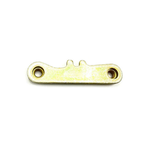 Heavy Duty OEM Replacement Weld Nut Plate For General Ranger And RZR UTV Rig Ready Steel Fastener Hardware Built Like A Tank For Trail And Mud Bogs, side view of steel plate with holes.