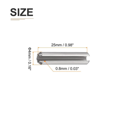 4mm X 25mm Slotted Spring Pin 20 Pack Heavy Duty Stainless Steel Roll Pin Dowel For Home Workshop And Machinery Beefy Fastener