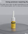 DIY Windshield Crack Repair Kit With Clear Glass Repair Fluid And Easy Nozzle Tool Air Pump Type Windshield Quick Fix For Glass Cracks Save Time And Money On Car Window Repairs. Clear fluid bottle with nozzle tip.