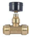 Your Go-To Three Quarter Inch Push To Connect Pressure Gauge Tee Brass Plumbing Fitting For PEX Copper CPVC PE-RT HDPE Water Lines Monitor Pressure In Tight Spaces