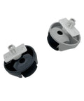 Two Roborock-compatible front omni-directional wheel casters (black and gray) with white mounting brackets.