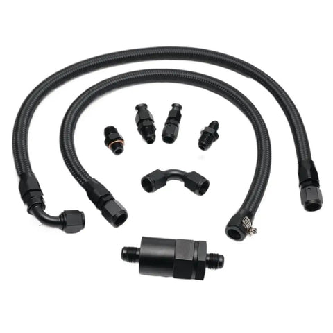 Super Slick Tucked Fuel Line Kit For Honda Civic And Integra With K20 Or K24 Engines Complete Feed Return Set braided black lines