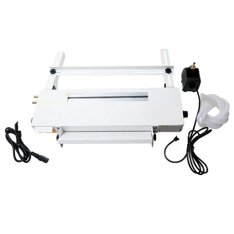 Thirty Centimeter Shop Ready Acrylic Bender Machine Featuring A Dependable Water Cooled Heating Element with power cords and tubing.