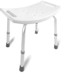 Non Slip Aluminum Shower Chair Bath Seat For Tub Or Shower, Adjustable Height, Plastic Seat, Safe Aid for Seniors, White Bench